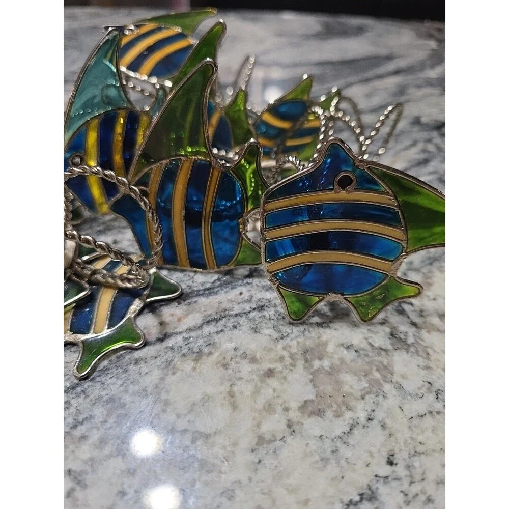 A SCHOOL OF BRIGHLY COLORED TROPICAL FISH NAPKIN RINGS - Set of 12